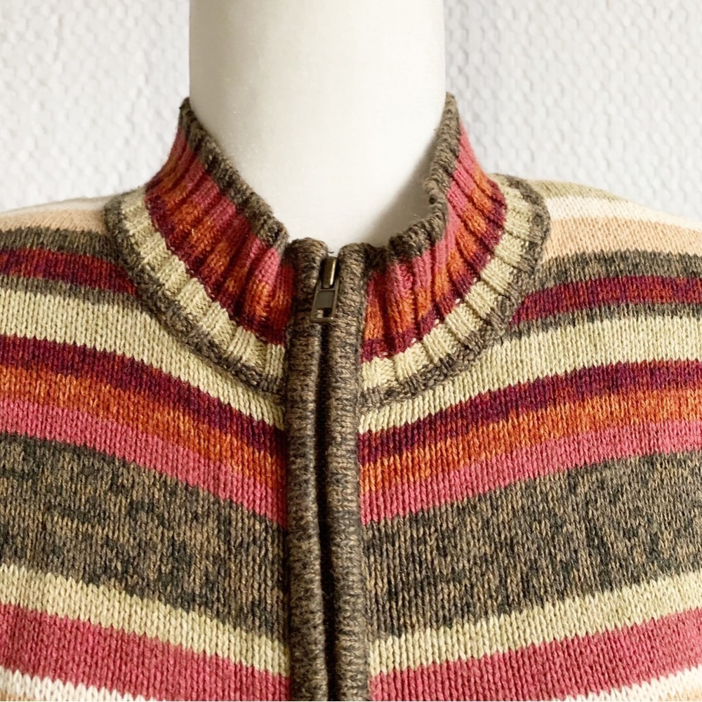 Tiara International Vintage Striped Zip Up Cottage Core Retro - Picture 7 of 12